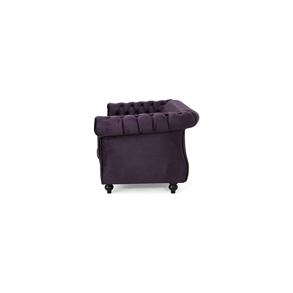 Christopher Knight Home Karen Traditional Chesterfield Loveseat Sofa, BlackBerry and Dark Brown, 61.75 x 33.75 x 27.75