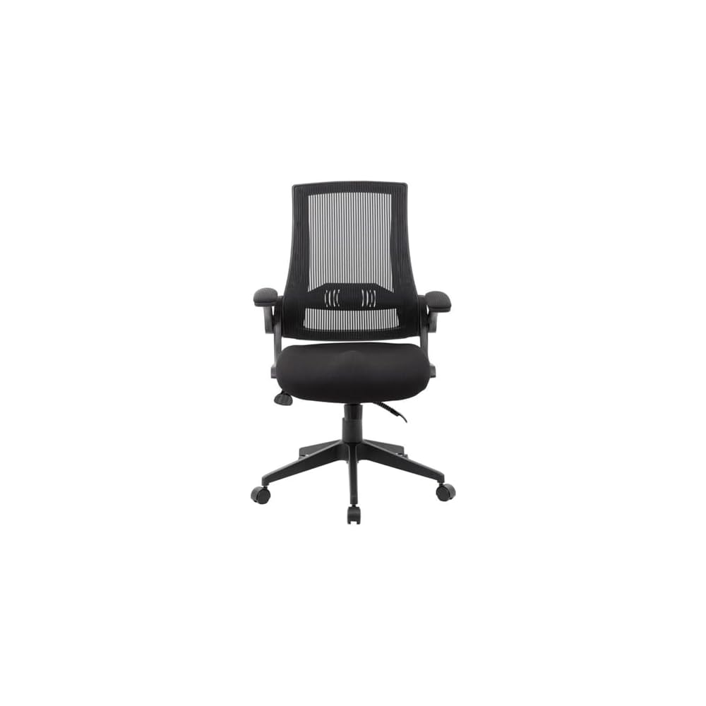 UrbanPro Modern Office Chair, Mesh Fabric/Nylon, Black Finish, 44 in Height, 275 lb Weight Capacity, Lumbar Support, Flip Arms, Adjustable Seat Height, Swivel Design for Home or Office Use