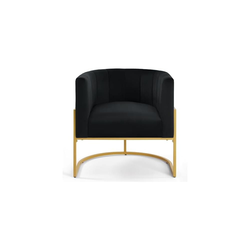 Velvet Accent Chair, One Size, Black as Shown