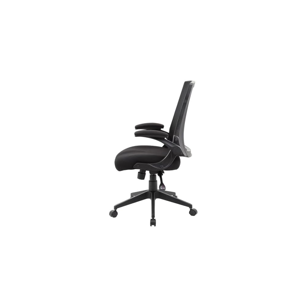 UrbanPro Modern Office Chair, Mesh Fabric/Nylon, Black Finish, 44 in Height, 275 lb Weight Capacity, Lumbar Support, Flip Arms, Adjustable Seat Height, Swivel Design for Home or Office Use