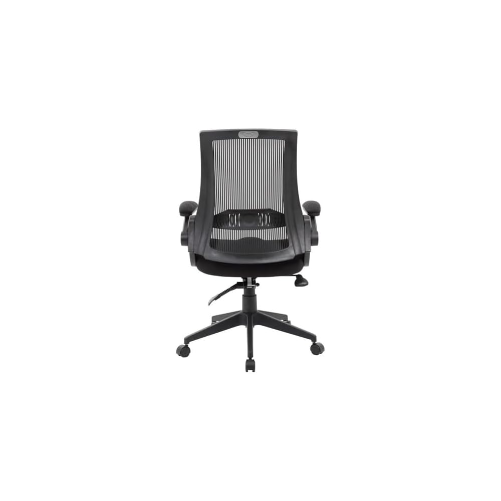 UrbanPro Modern Office Chair, Mesh Fabric/Nylon, Black Finish, 44 in Height, 275 lb Weight Capacity, Lumbar Support, Flip Arms, Adjustable Seat Height, Swivel Design for Home or Office Use