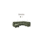 WELAX 115'' U Shaped Modular Sectional Sofa, Corduroy Cloud Couch with Deep Comfy Seat & Movable Ottoman,Oversized 7-Seater Sofa for Living Room, Green