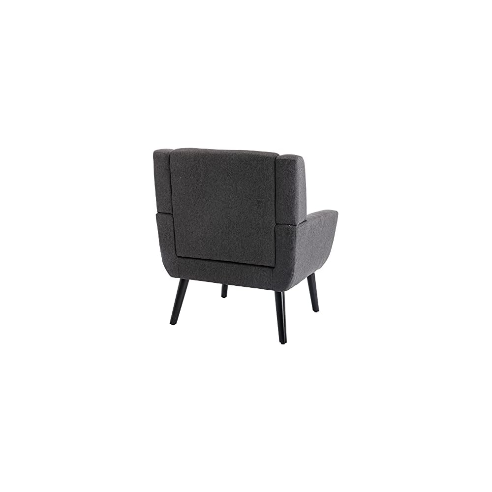 Accent Armchair, Living Room Chairs with Curved Back, Velvet Cushion, 250 Lbs Weight Capacity Ergonomics Accent Chair, Upholstered Single Sofa for Bedroom Dark Gray As Shown