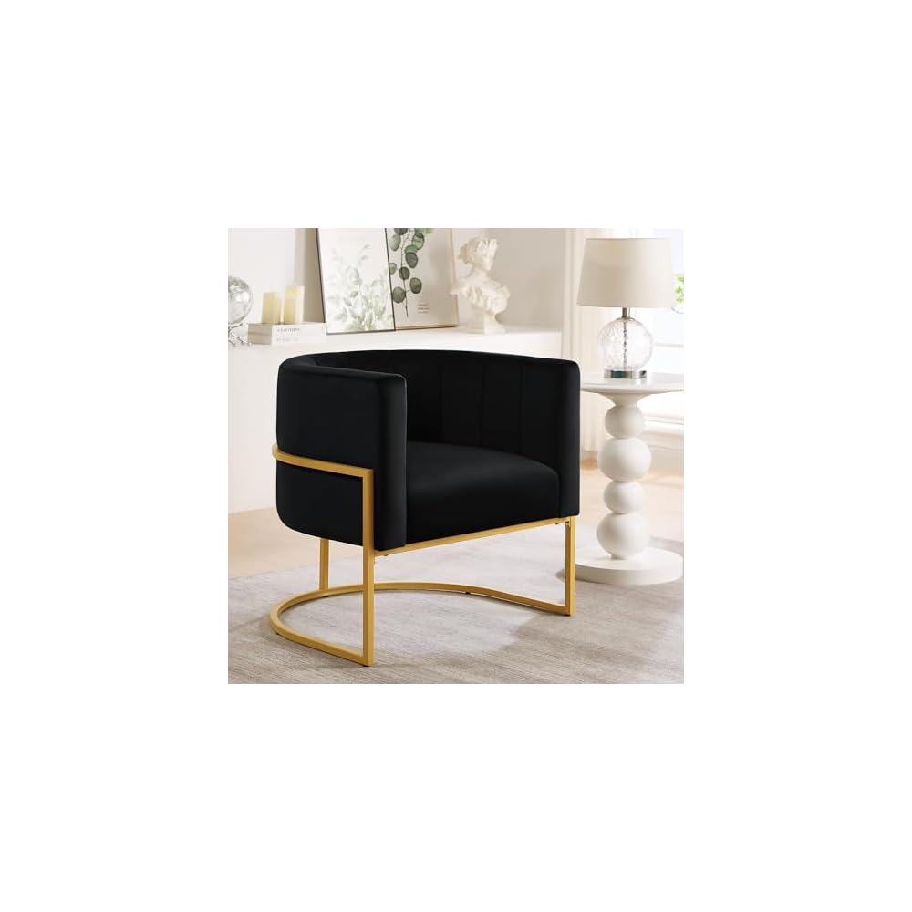 Velvet Accent Chair, One Size, Black as Shown