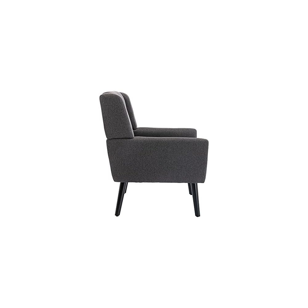 Accent Armchair, Living Room Chairs with Curved Back, Velvet Cushion, 250 Lbs Weight Capacity Ergonomics Accent Chair, Upholstered Single Sofa for Bedroom Dark Gray As Shown