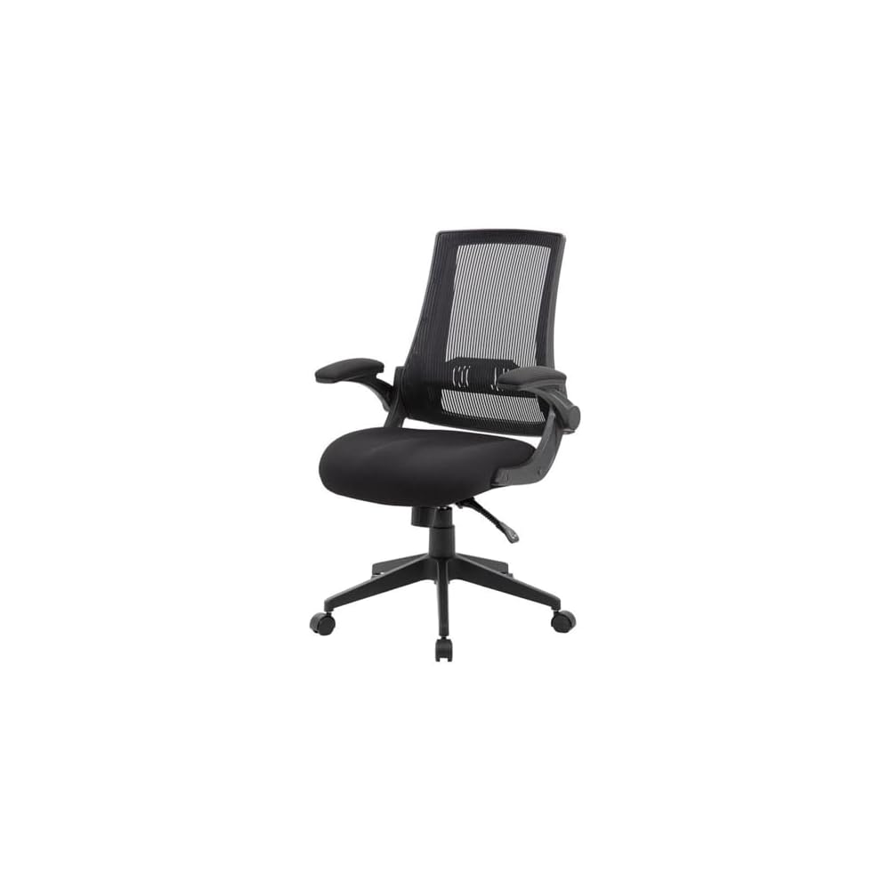 UrbanPro Modern Office Chair, Mesh Fabric/Nylon, Black Finish, 44 in Height, 275 lb Weight Capacity, Lumbar Support, Flip Arms, Adjustable Seat Height, Swivel Design for Home or Office Use