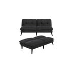 Vongrasig Futon Sofa Bed Velvet Futon Couch with Adjustable Backrest, Small Convertible Folding Sleeper Sofa Bed, Modern Loveseat for Living Room, Bedroom and Small Space, (Black)