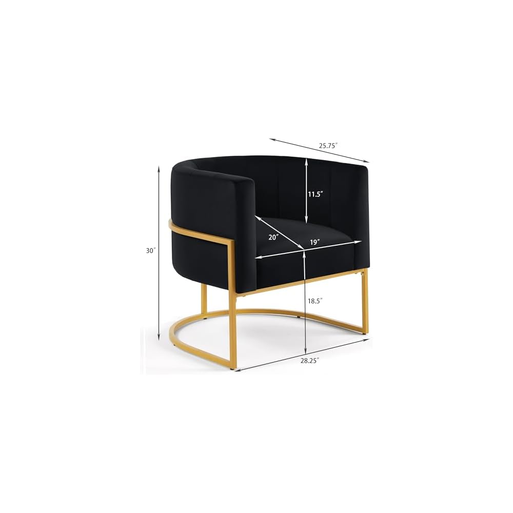 Velvet Accent Chair, One Size, Black as Shown