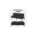 Vongrasig Futon Sofa Bed Velvet Futon Couch with Adjustable Backrest, Small Convertible Folding Sleeper Sofa Bed, Modern Loveseat for Living Room, Bedroom and Small Space, (Black)
