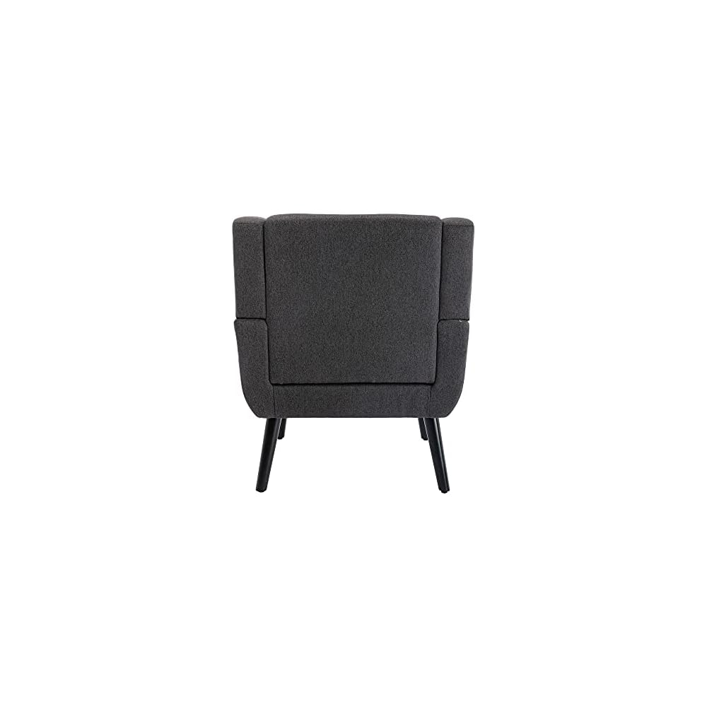 Accent Armchair, Living Room Chairs with Curved Back, Velvet Cushion, 250 Lbs Weight Capacity Ergonomics Accent Chair, Upholstered Single Sofa for Bedroom Dark Gray As Shown