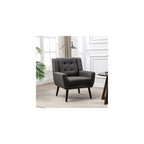 Accent Armchair, Living Room Chairs with Curved Back, Velvet Cushion, 250 Lbs Weight Capacity Ergonomics Accent Chair, Upholstered Single Sofa for Bedroom Dark Gray As Shown