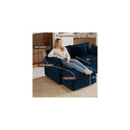 Aoowow 71” Modular Sectional Sofa, Chenille U-Shaped Sofa with 2 Movable Ottomans, Modern Deep 2-Seat Cloud Couch with Pillows for Living Room Apartment Office, Blue