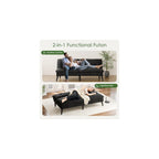 Vongrasig Futon Sofa Bed Velvet Futon Couch with Adjustable Backrest, Small Convertible Folding Sleeper Sofa Bed, Modern Loveseat for Living Room, Bedroom and Small Space, (Black)