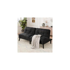 Vongrasig Futon Sofa Bed Velvet Futon Couch with Adjustable Backrest, Small Convertible Folding Sleeper Sofa Bed, Modern Loveseat for Living Room, Bedroom and Small Space, (Black)