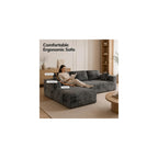 92‑108 Inch L‑Shaped Modular Sectional Sofa, Soft Ribbed Corduroy Upholstery, High‑Density Spring Foam Cushion, Vacuum‑Packed Compressed Couch for Living Room Apartment