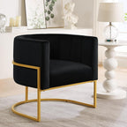 Velvet Accent Chair, One Size, Black as Shown