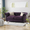 Christopher Knight Home Karen Traditional Chesterfield Loveseat Sofa, BlackBerry and Dark Brown, 61.75 x 33.75 x 27.75