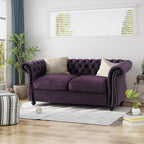 Christopher Knight Home Karen Traditional Chesterfield Loveseat Sofa, BlackBerry and Dark Brown, 61.75 x 33.75 x 27.75